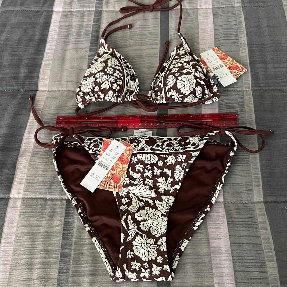 J Crew SZ Blockprints String Bikini in Brown size Small
